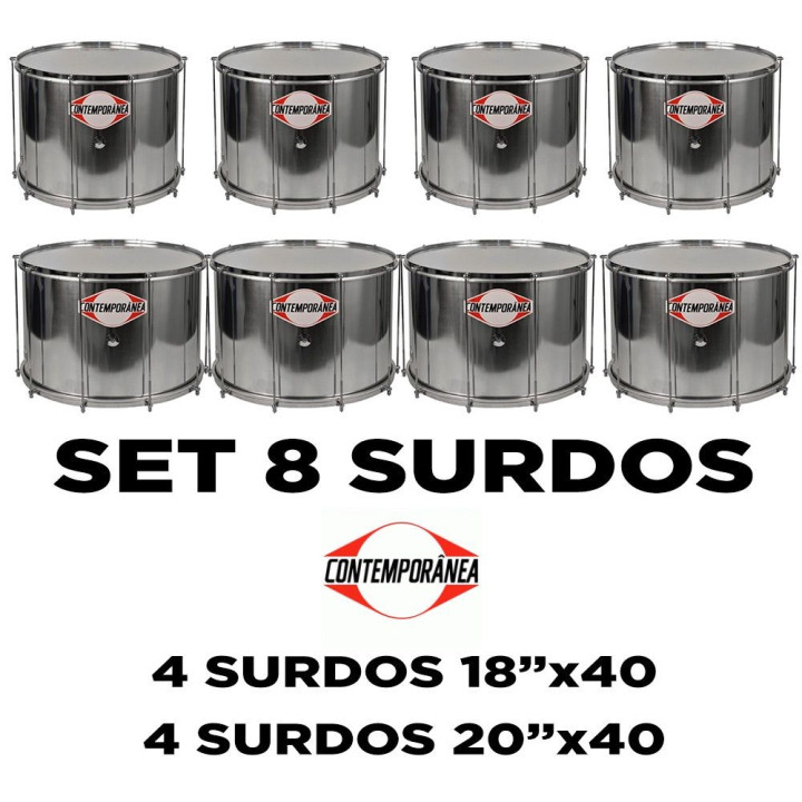 Pack 8 Surdos Contemporânea Samba Reggae