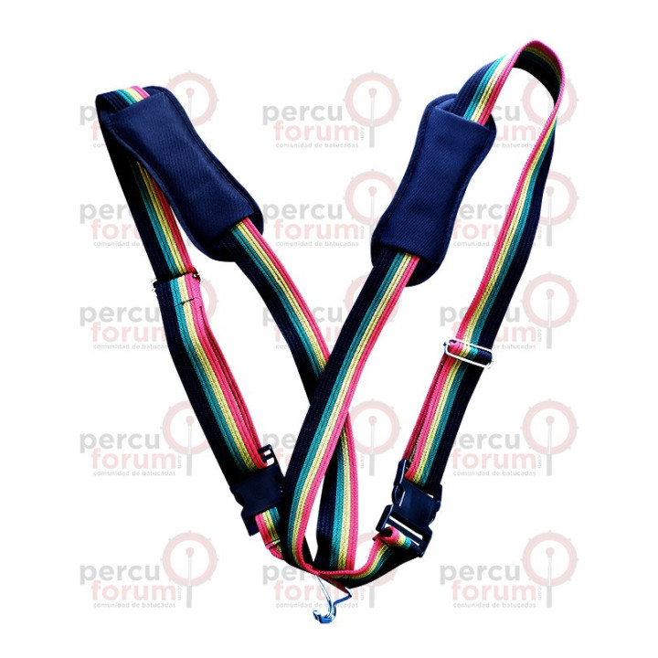 Shoulder strap with crossed shoulder pads (strap for timba)