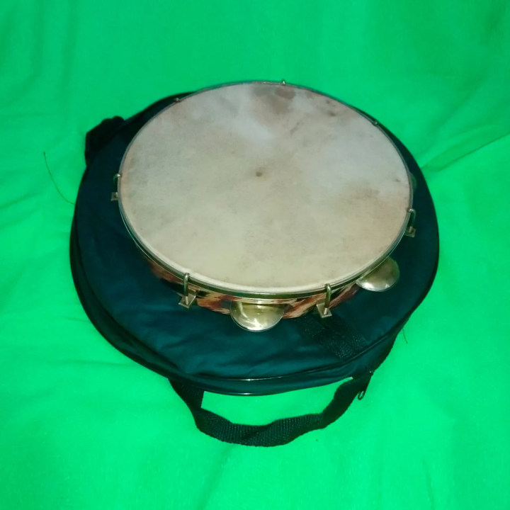 Handgefertigtes 11-Zoll-Pandeiro aus Holz mit Etui