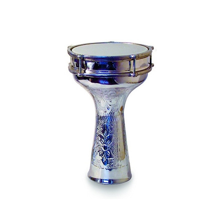 Turkish Darbuka engraved aluminium with jingles 18.5cm