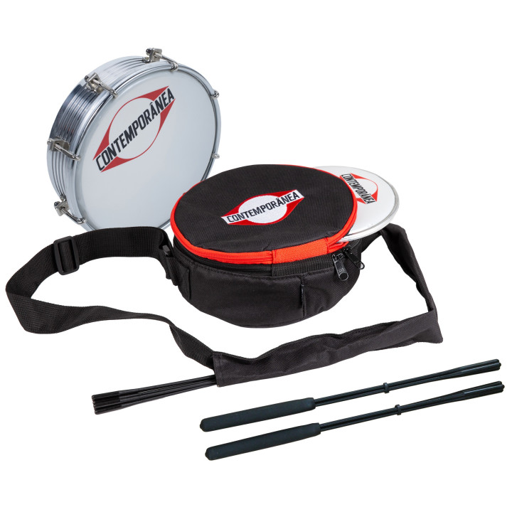 Pack Tamborim Contemporânea, funda, parche y baquetas