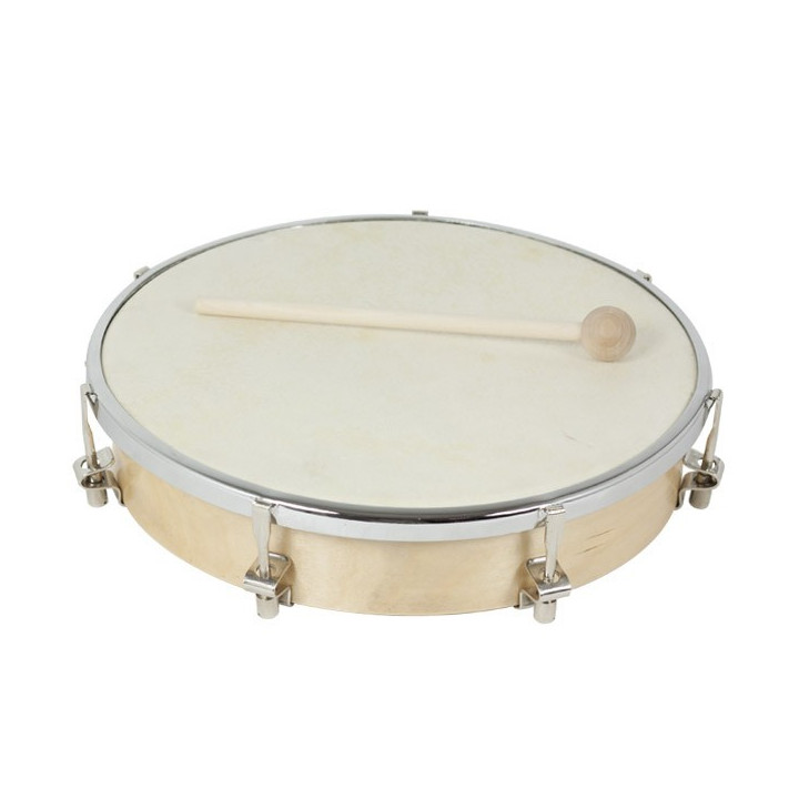 cheap wooden tambourine 30cm tension P/leather ref.01624