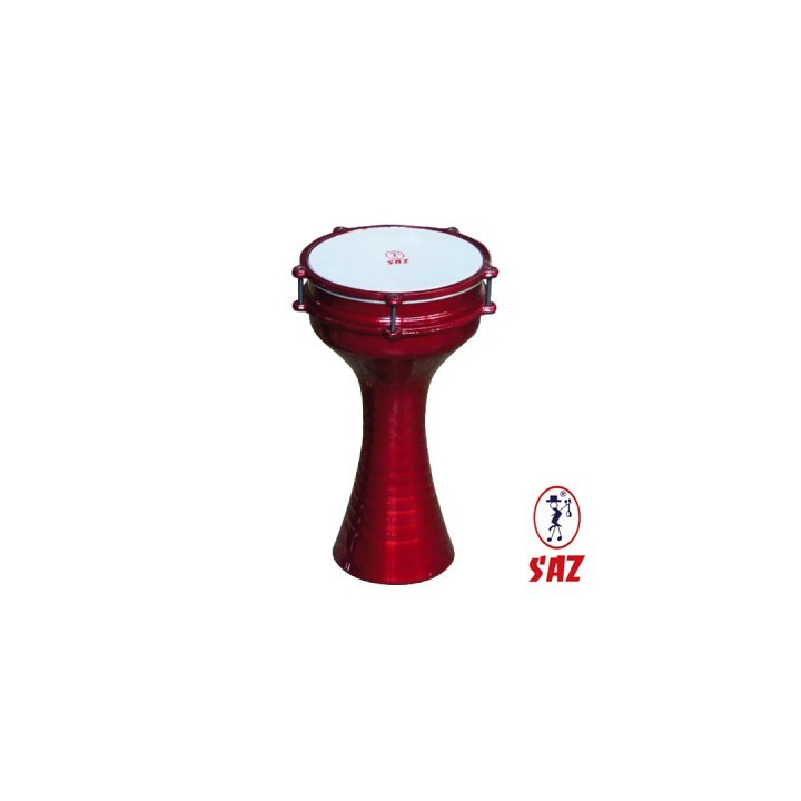 Darbuka turque, rouge, avec assiettes